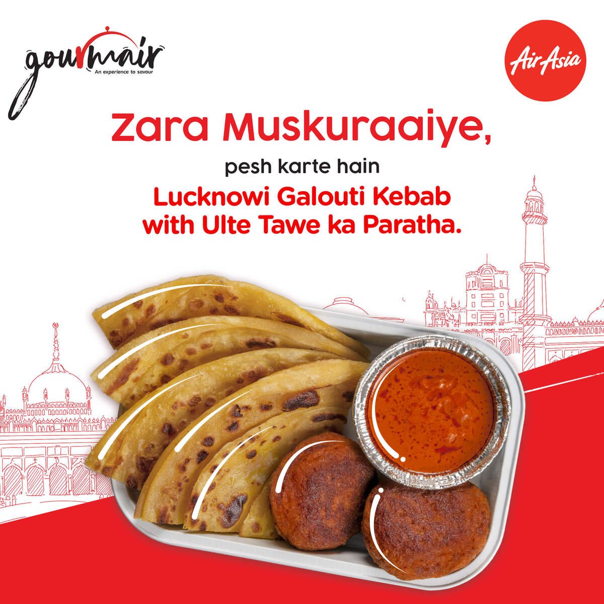 AirAsia India Lucknow Galouti Kebab with Ulte Tawe ka Paratha