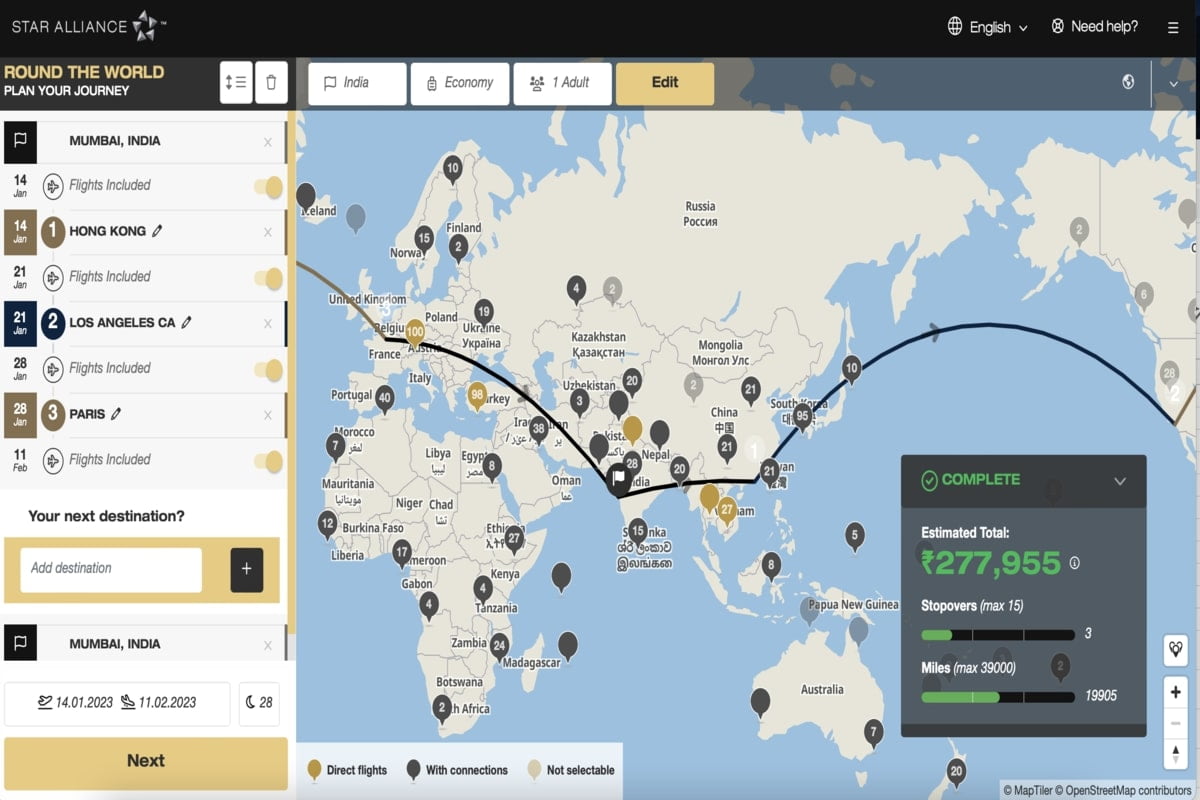 Round the World Fare Star Alliance