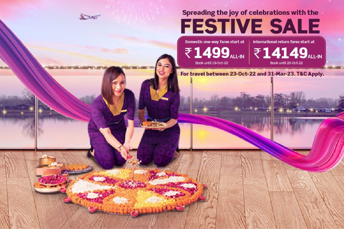 Vistara Launches Diwali Festive Sale With Special Fares on Domestic and International Routes